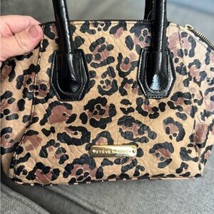 Steve Madden Animal Print Satchel - Black and Brown